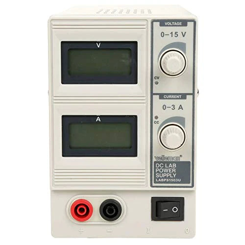 Velleman DC Lab Power Supply 0-15 VDC / 0-3 A Max with Dual LCD