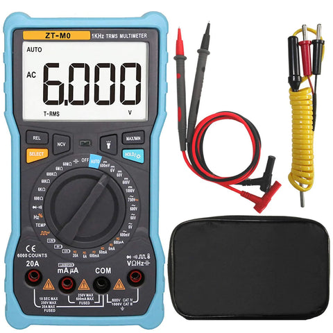 ZT-M0 True-RMS Digital Multimeter Auto and Manual with Analog Bar Graph AC/DC Voltage Ammeter Current Ohm