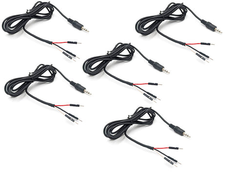 5 Pack 3.5mm Breakout Stereo Male Cable to 3x Dupont Male, 6 Feet Total Length
