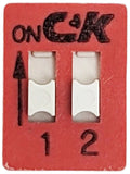 DIP Switch with 2 Switches, 4-Pin, SPST, Red Color, 7.1mm x 9.7mm x 7.5mm