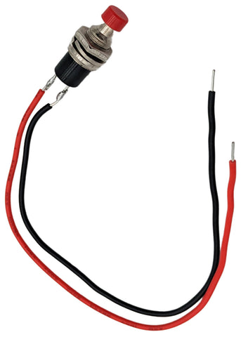 Momentary Switch with Open Wires, Red, 6" Long Wires