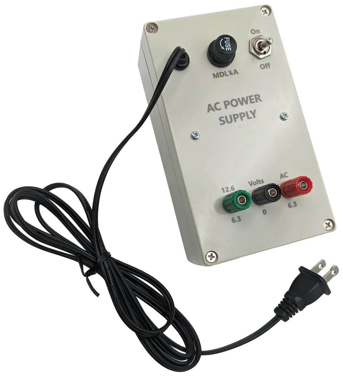 Low Voltage AC Power Supply with Binding Posts, 6.3V or 12.6V AC Outpu