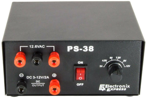 AC/DC Power Supply - 12.6VAC @ 1A, unregulated / DC output of 3,4.5,6,7.5,9,12V