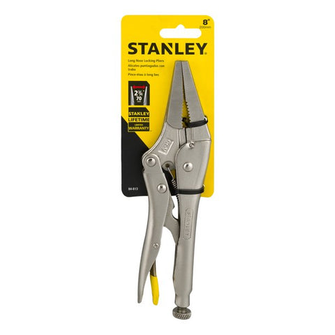 Stanley 8.5 in. MaxSteel Adjustable Locking Long Nose Plier, Long Nose with Built in Wire Cutter