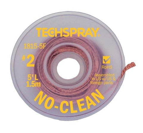 Tech Spray No-Clean Desoldering Braid 5 Ft. 0.055 Inches - 1.4mm