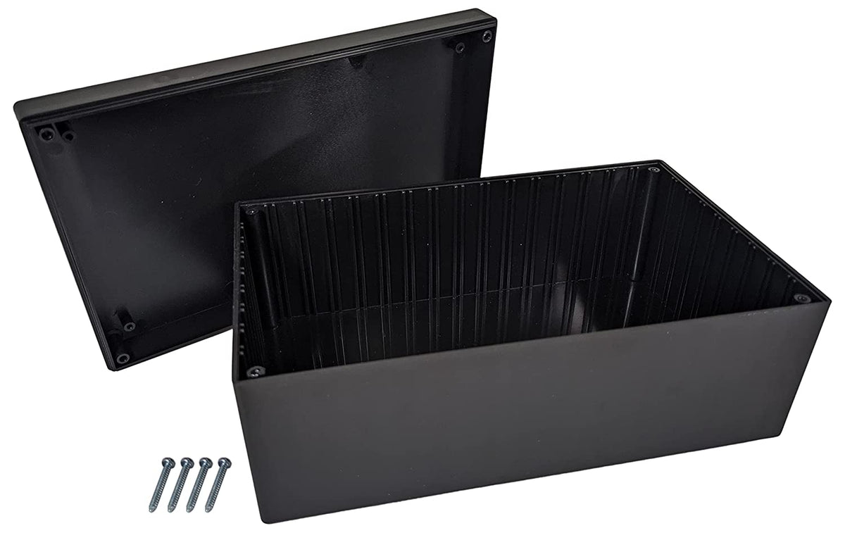 Black ABS Plastic Enclosure Project Box with Lid and Screws, 8.82