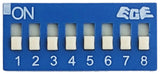 DIP Switch with 8 Switches, 16-Pin, SPST, Blue Color, 21.6mm x 9.7mm x 5.9mm