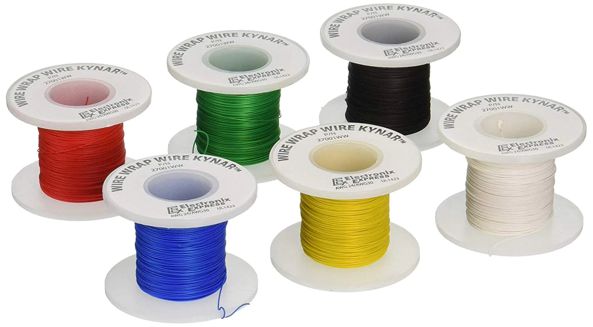 RSR Solid 30 Gauge Wire Wrap, Kynar Insulated Wire Kit with Six 100' S – Electronix  Express