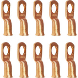 10 Pack 6 AWG 3/8" Bare Copper Ring Terminals, Heavy Duty Wire Lugs for Battery Cable Ends, RoHS Compliant