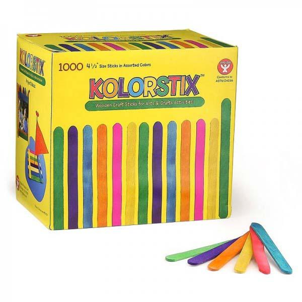 Kolorstix Craft Wood Popstix 4.5", Boxed, 100 ct, Vivid colors
