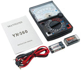 Analog Multimeter with LED Indicator & Buzzer for Continuity Test - Includes Test Leads (YX-360TRE-L-B)