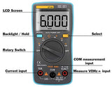 Auto-Ranging True RMS Digital Multimeter Backlit 6000 Counts LCD Display, Measures AC/DC Voltage & Current, Resistance, Capacitance, Frequency, more
