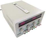 Triple Output Power Supply, Two 0-30V @ 0-5A; One Fixed 5V @ 3A, Quad LED Displays