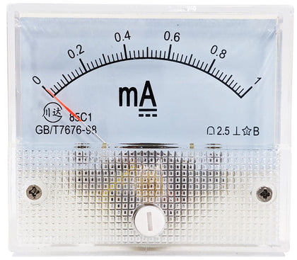 Analog Ammeter 0-1mA DC Amp Meter, Panel Mount Meter Movement