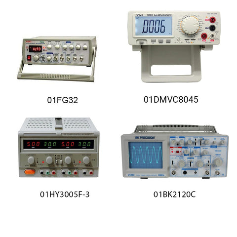 RSR 4-In-One Instrument Lab Bench Setup - 3 MHz Function Generator, DC Triple Output Power Supply, Bench Multimeter & 30 MHz Analog Oscilloscope