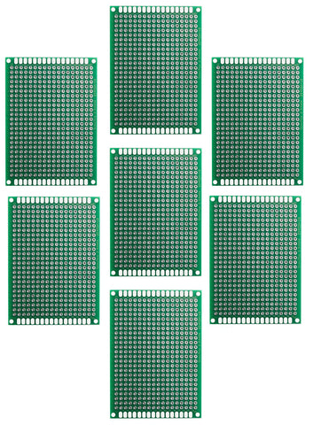 7 Pack Double Sided PCB Prototype Board, 5 x 7 cm with 432 holes
