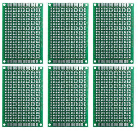 6 Pack Double Sided PCB Prototype Board, 4 x 6 cm with 280 holes