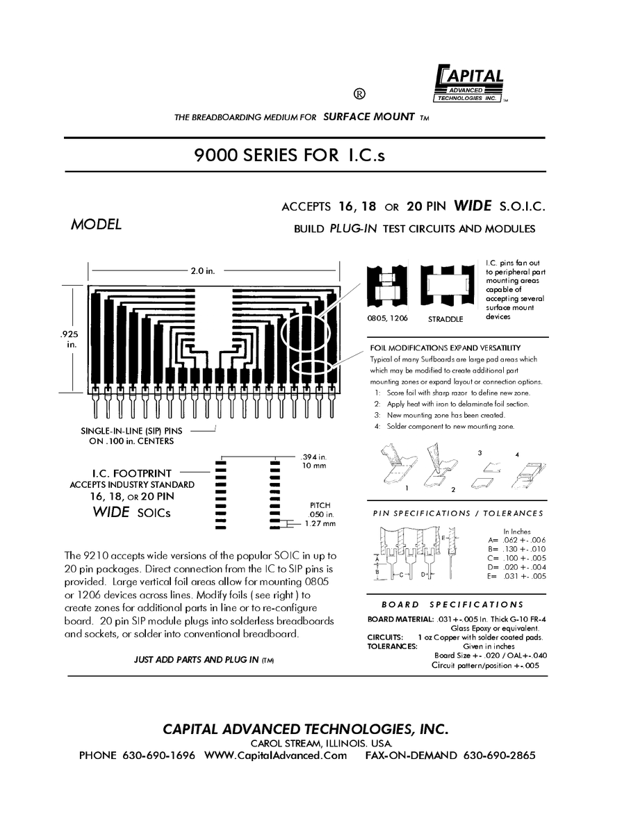 Surfboard 9000 Series 20-SIP Pins, .100