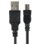 USB Type "A" Male to Mini USB Type "B" Male Cable 2.0, 6 Feet Length, Black Color, 28AWG