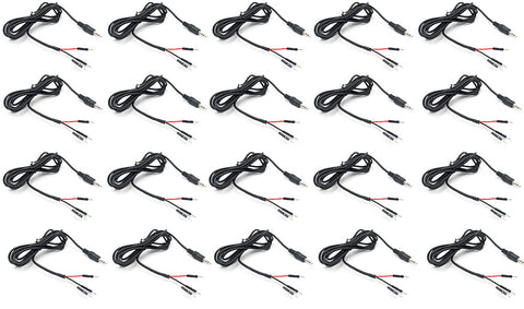 20 Pack 3.5mm Breakout Stereo Male Cable to 3x Dupont Male, 6 Feet Total Length