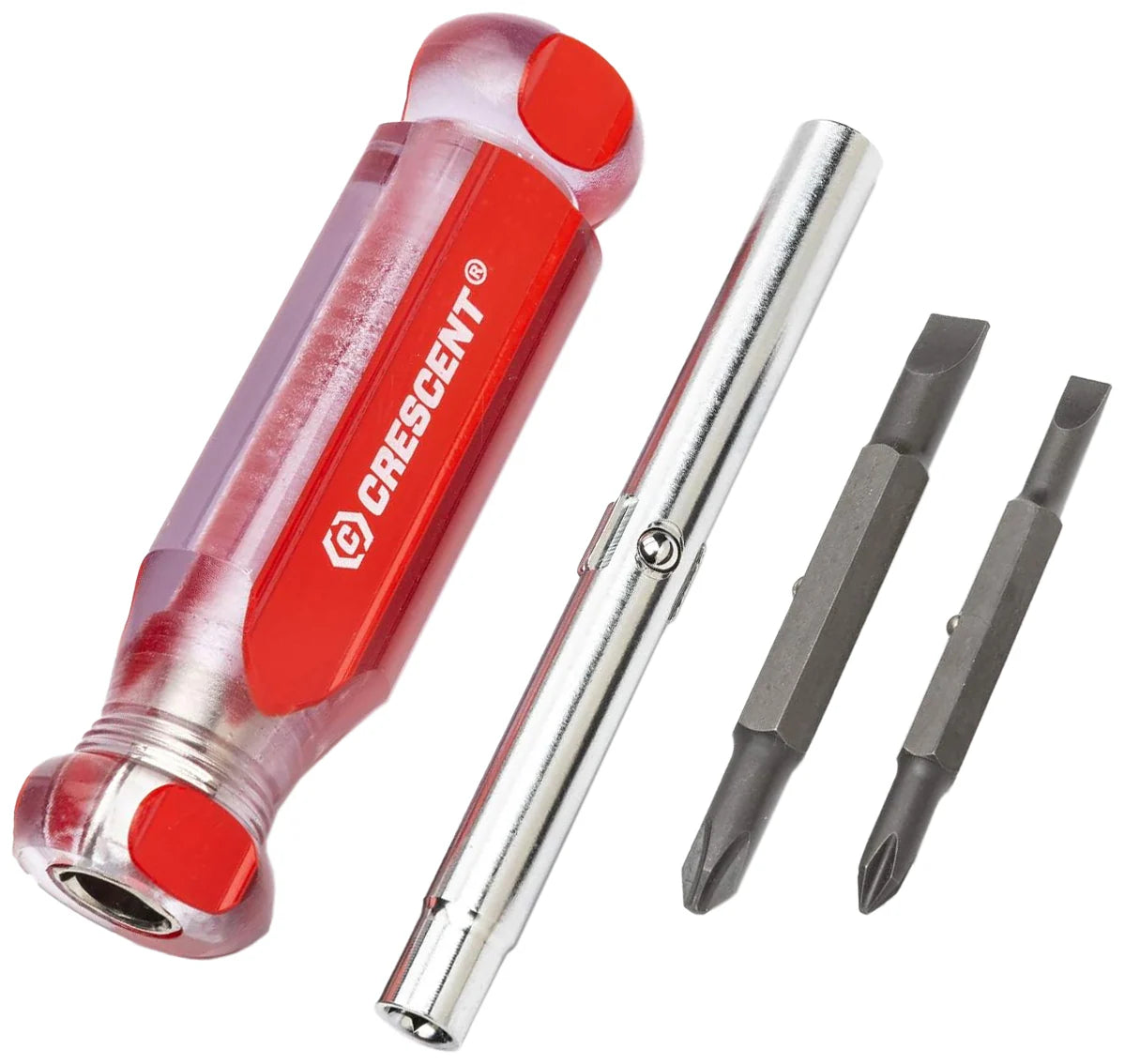 Crescent 6-in-1 Interchangeable Bit Screwdriver, Red Handle (CS61N