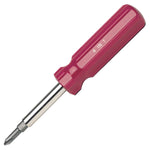 4-in-1 Quick Change Screwdriver: #1 and #2 Phillips, 3/16 and 5/16 Slotted