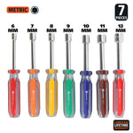 GreatNeck 7 Piece Metric Professional Nut Driver Set, Metric Nut Driver Set, Hollow Nut Driver Set, Rust Resistant, Acetate Handles (ND71)