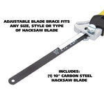 GreatNeck True Close Quarter Hacksaw | Cut Through Wood, PVC, Foam, Brass, and More | 10 inch Carbon Steel Blade and Strong Aluminum Hacksaw Frame Included | Designed for Power and Comfort (80070)