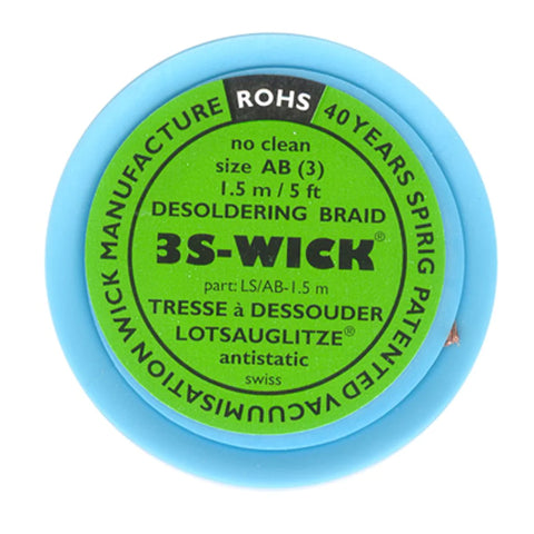 3S Desolder Wick, 1" (2.5mm) Width, 5' Spool Length