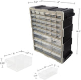 39-Drawer Plastic Small Parts Organizer, Black for Desktop, Tabletop, or Wall Storage Drawers for Organizing Hardware, Crafting Supplies, Garage, or Classroom