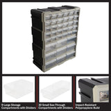 39-Drawer Plastic Small Parts Organizer, Black for Desktop, Tabletop, or Wall Storage Drawers for Organizing Hardware, Crafting Supplies, Garage, or Classroom