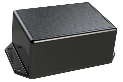 Potting Box Enclosure, 4.38 x 3.13 x2in. Molded from Flame-Retardant Black ABS Plastic with Flanges
