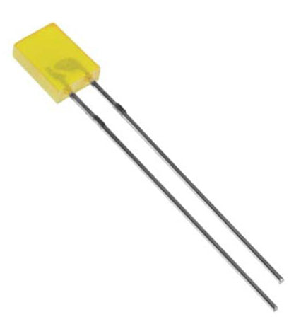Yellow Rectangular LED, Diffused Lens (5mm x 2mm x 7mm)
