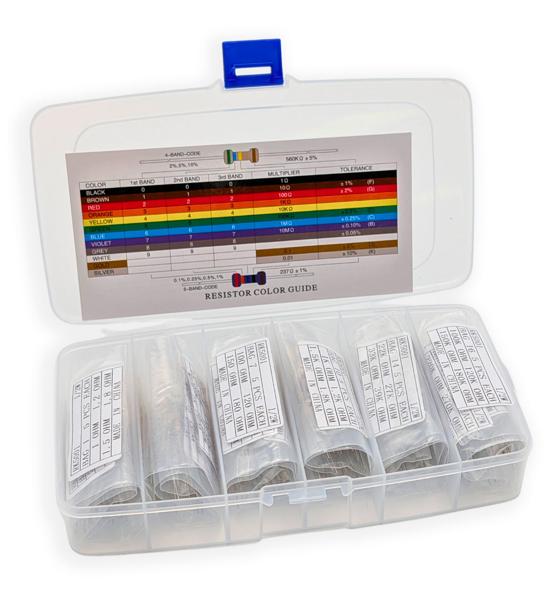365 Piece Resistor Kit 1/2 Watt in Compartmentalized Cardboard Storage ...