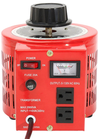 20 Amp Variable Transformer (Max 2000 VA), Input: 120 V AC, Output: 0~130 V AC