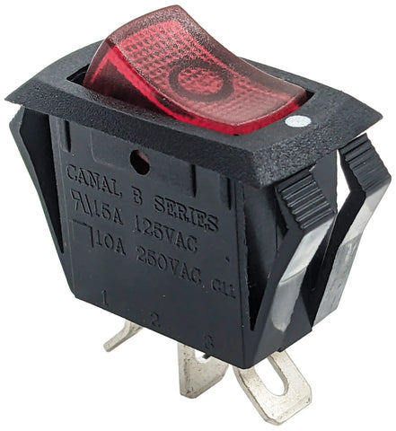 Panel Mount Lighted Rocker Switch, 10A 250VAC / 15A 125VAC, Fits 1.125 ...
