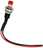 Momentary Switch with Open Wires, Red, 8" Long Wires