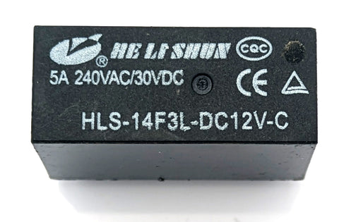 12V 5A Single Contact Relay DIP, 270 Ohms Coil Resistance, Black Case, HLS-14F3L-DC12V-C