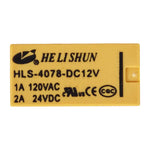 12V Relay DIP, Coil Arrangement: 2 Form C (DPDT), Capable of Switching Loads up to 2A, HLS-4078-DC12V