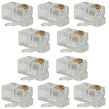 10 Pack RJ11-4 Modular Plugs, 6P4C, Twisted Stranded Wire