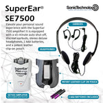 Sonic Technology SuperEar Plus SE7500 Personal Sound Amplifier (PSAP), Pocket Sound Amplifier, Headphones & Discreet Earbuds w/Auto Shut off & Case, On/Off Volume Control for Adults, Audiologists, Seniors