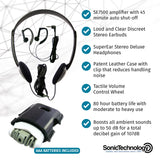 Sonic Technology SuperEar Plus SE7500 Personal Sound Amplifier (PSAP), Pocket Sound Amplifier, Headphones & Discreet Earbuds w/Auto Shut off & Case, On/Off Volume Control for Adults, Audiologists, Seniors