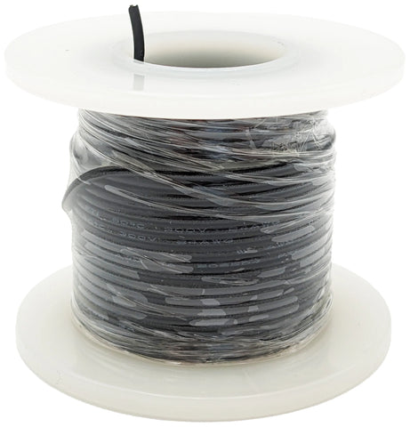Solid 24 Gauge Hook Up Wire, 25 Foot Spool - Black Color PVC Insulation