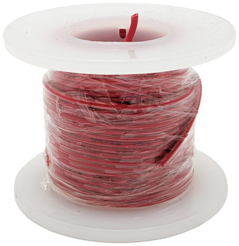 Solid 24 Gauge Hook Up Wire, 25 Foot Spool - Red Color PVC Insulation