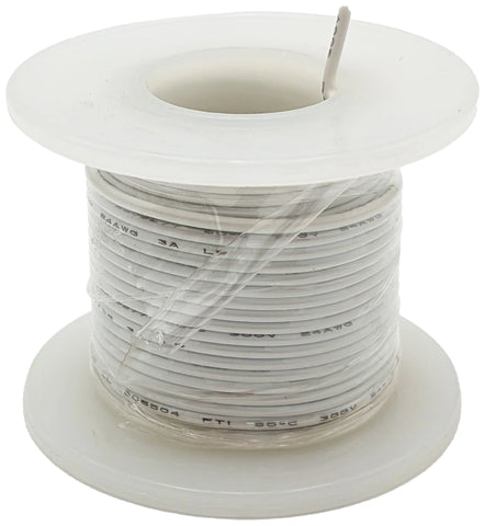 Solid 24 Gauge Hook Up Wire, 25 Foot Spool - White Color PVC Insulation