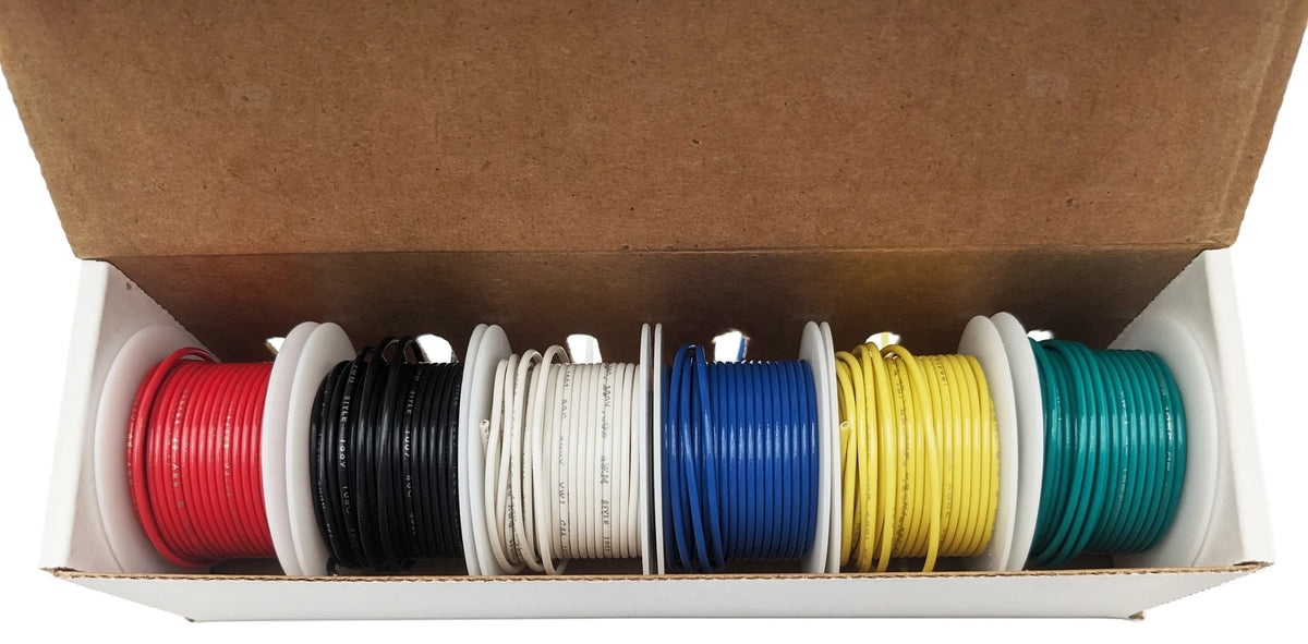 Stranded 20 Gauge Hook Up Wire Kit - Includes 6 Different Color 25 Foo ...