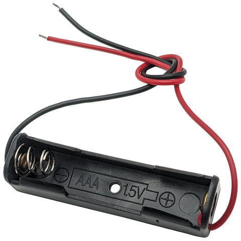 Single AAA Battery Holder with Wire Leads - Plastic, Color: Black, Size: 1.97"×0.53"×0.49"