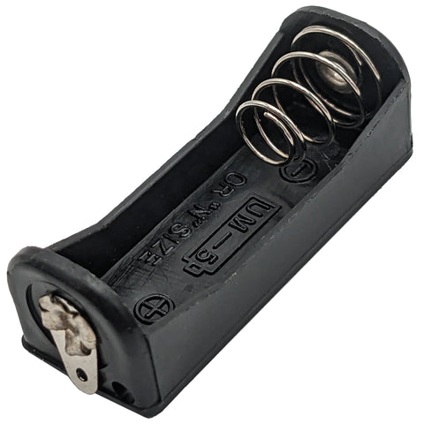 Single "N" Battery Holder with Solder Lug Terminals, 1.36" x 0.52" x 0.48"