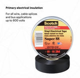 Scotch® Vinyl Electrical Tape Super 88, 3/4 in x 44 ft, Black