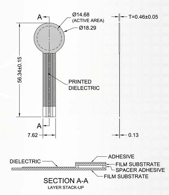 Pressure Sensor with Female COntacts & Housing, FSR Model 402, 13mm Ci ...